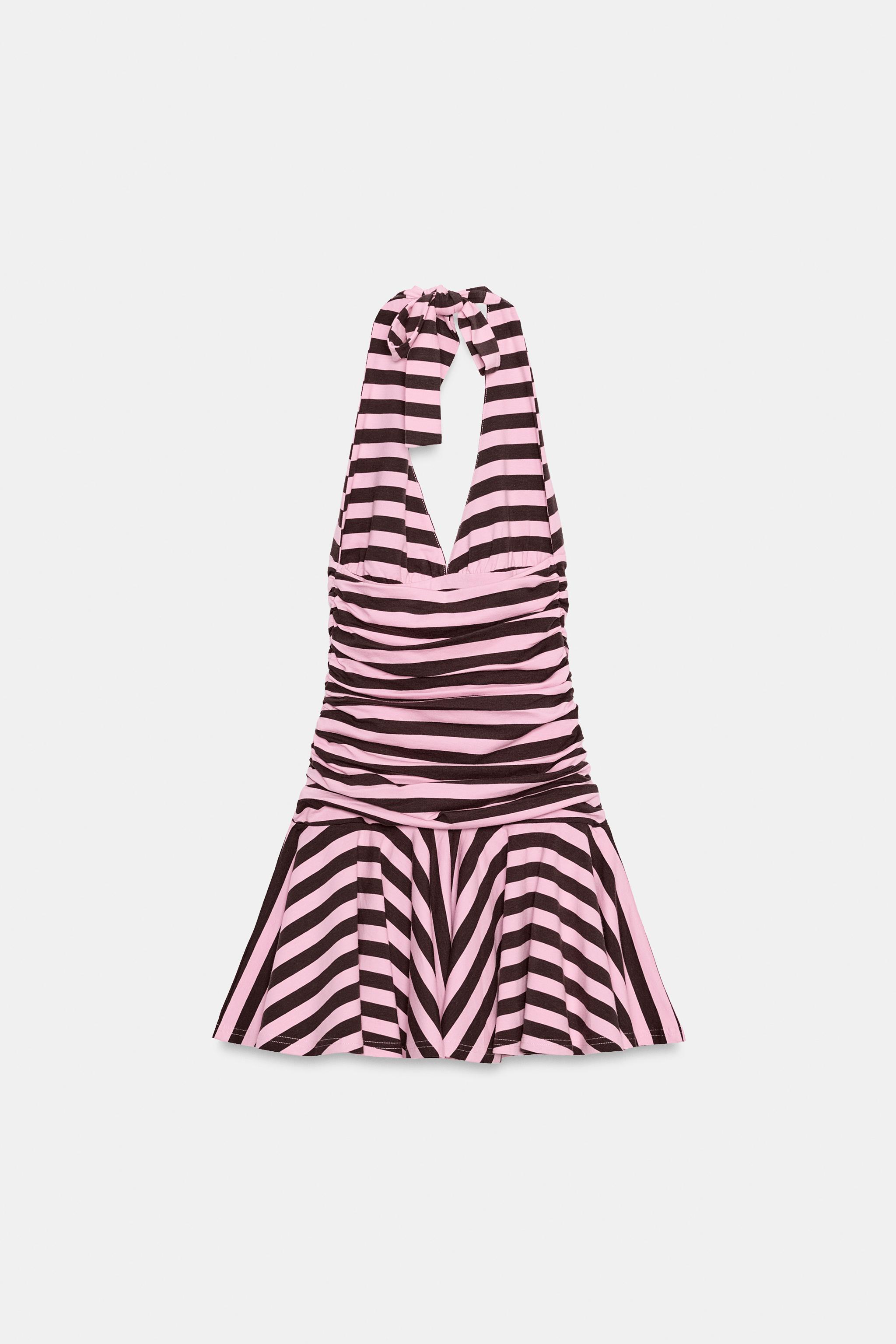 STRIPED HALTER DRESS
